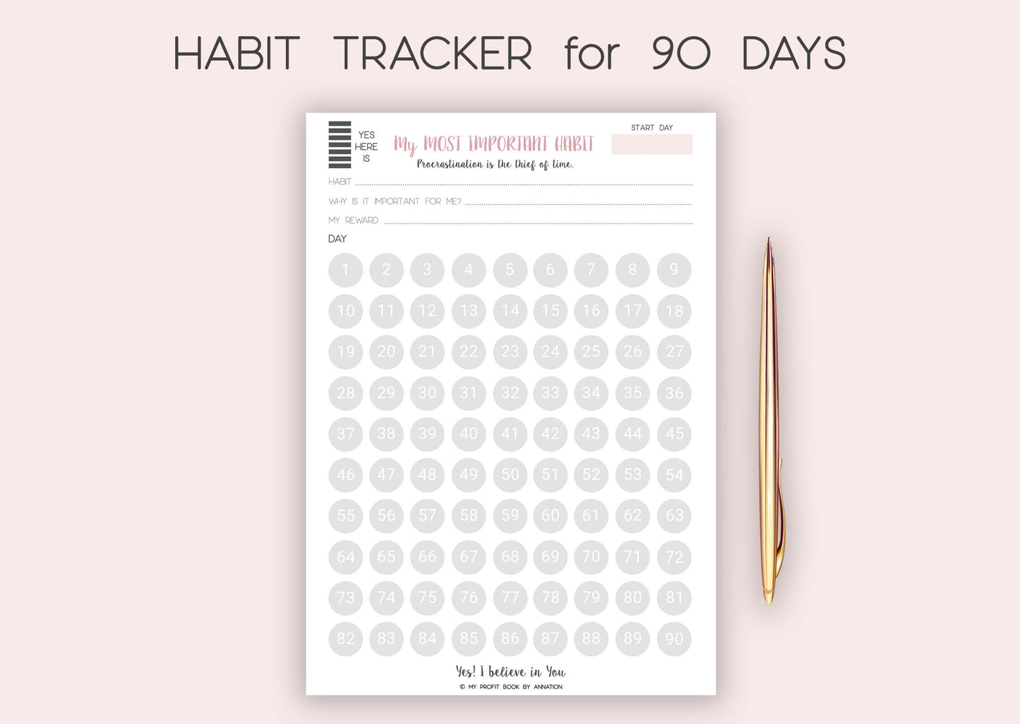 HABIT TRACKER - 90 DAYS PDF template